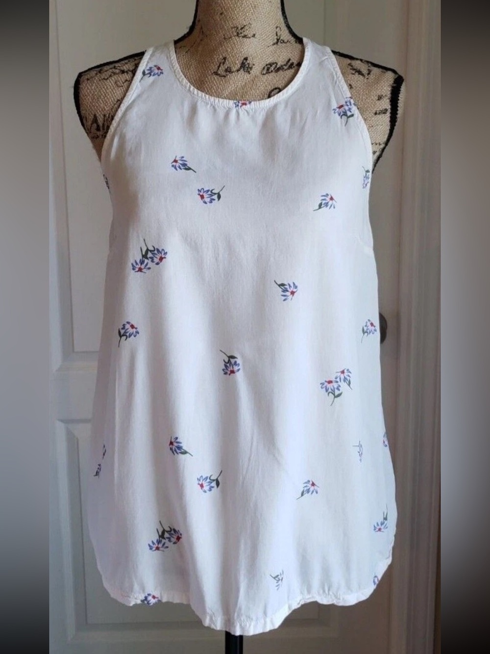 Old Navy White Halter Floral Print Tank Top